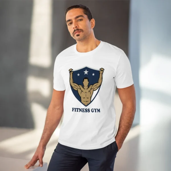 Men's PC Cotton Fittnes Gym Printed T Shirt (Color: White, Thread Count: 180GSM)