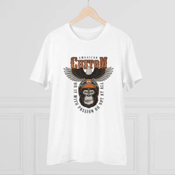 Men's PC Cotton Gorila Desing Printed T Shirt (Color: White, Thread Count: 180GSM)