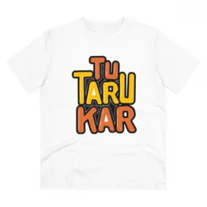 Men's PC Cotton Tu Taru Kar Printed T Shirt (Color: White, Thread Count: 180GSM)
