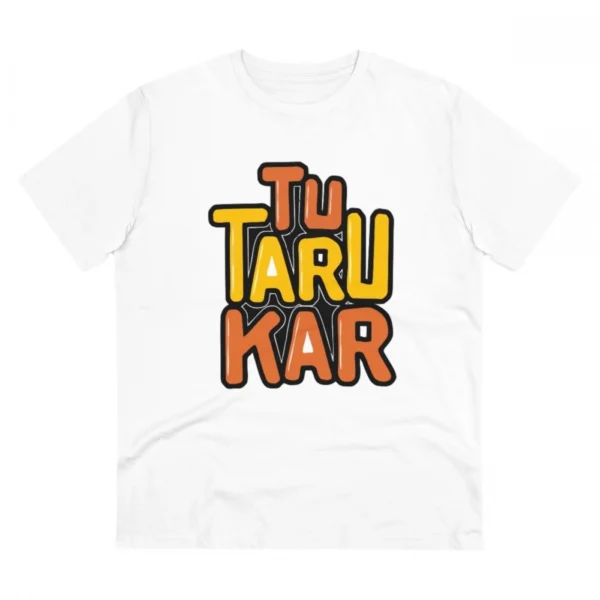 Men's PC Cotton Tu Taru Kar Printed T Shirt (Color: White, Thread Count: 180GSM)