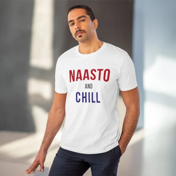 Men's PC Cotton Nasto And Chill Printed T Shirt (Color: White, Thread Count: 180GSM)