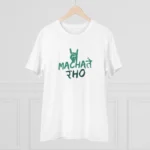 Men's PC Cotton Machate Raho Printed T Shirt (Color: White, Thread Count: 180GSM)