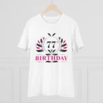 Men's PC Cotton 77th Birthday Printed T Shirt (Color: White, Thread Count: 180GSM)