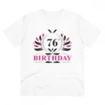 Men's PC Cotton 76th Birthday Printed T Shirt (Color: White, Thread Count: 180GSM)