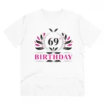 Men's PC Cotton 69th Birthday Printed T Shirt (Color: White, Thread Count: 180GSM)