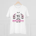 Men's PC Cotton 95th Birthday Printed T Shirt (Color: White, Thread Count: 180GSM)