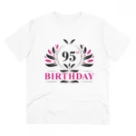 Men's PC Cotton 95th Birthday Printed T Shirt (Color: White, Thread Count: 180GSM)