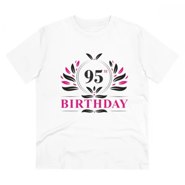 Men's PC Cotton 95th Birthday Printed T Shirt (Color: White, Thread Count: 180GSM)