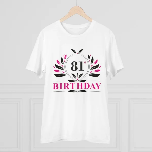 Men's PC Cotton 81st Birthday Printed T Shirt (Color: White, Thread Count: 180GSM)