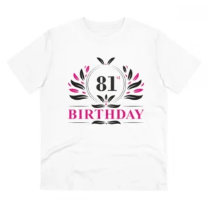 Men's PC Cotton 81st Birthday Printed T Shirt (Color: White, Thread Count: 180GSM)