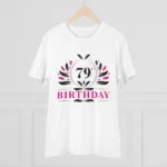 Men's PC Cotton 79th Birthday Printed T Shirt (Color: White, Thread Count: 180GSM)