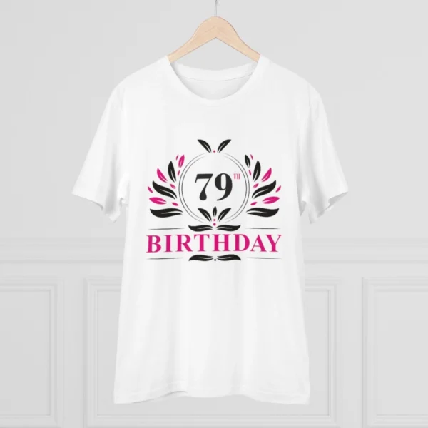 Men's PC Cotton 79th Birthday Printed T Shirt (Color: White, Thread Count: 180GSM)