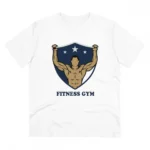 Men's PC Cotton Fittnes Gym Printed T Shirt (Color: White, Thread Count: 180GSM)