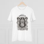 Men's PC Cotton Gorila Desing Printed T Shirt (Color: White, Thread Count: 180GSM)