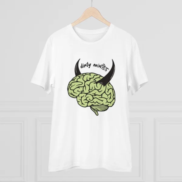 Men's PC Cotton Dirty Minddid Printed T Shirt (Color: White, Thread Count: 180GSM)