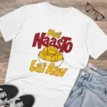 Men's PC Cotton Bhai Nasto Lai Aav Printed T Shirt (Color: White, Thread Count: 180GSM)