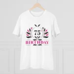 Men's PC Cotton 75th Birthday Printed T Shirt (Color: White, Thread Count: 180GSM)