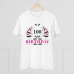 Men's PC Cotton 100th Birthday Printed T Shirt (Color: White, Thread Count: 180GSM)