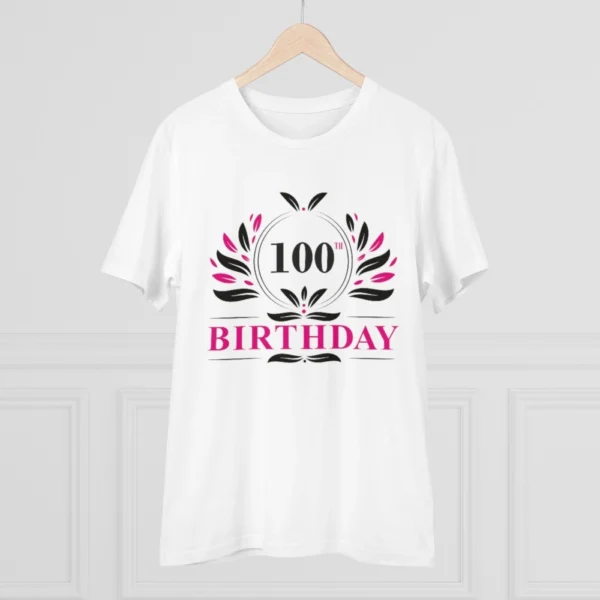 Men's PC Cotton 100th Birthday Printed T Shirt (Color: White, Thread Count: 180GSM)