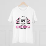 Men's PC Cotton 89th Birthday Printed T Shirt (Color: White, Thread Count: 180GSM)