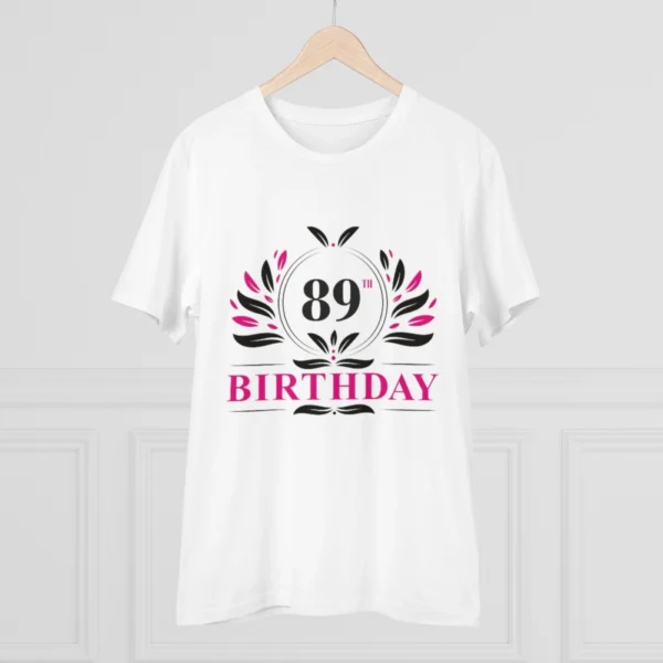 Men's PC Cotton 89th Birthday Printed T Shirt (Color: White, Thread Count: 180GSM)