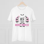 Men's PC Cotton 85th Birthday Printed T Shirt (Color: White, Thread Count: 180GSM)