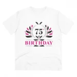 Men's PC Cotton 75th Birthday Printed T Shirt (Color: White, Thread Count: 180GSM)