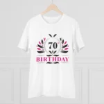 Men's PC Cotton 70th Birthday Printed T Shirt (Color: White, Thread Count: 180GSM)