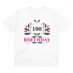 Men's PC Cotton 100th Birthday Printed T Shirt (Color: White, Thread Count: 180GSM)