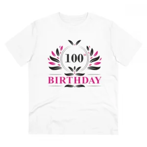 Men's PC Cotton 100th Birthday Printed T Shirt (Color: White, Thread Count: 180GSM)