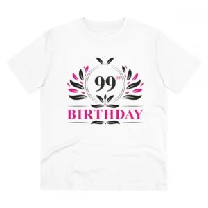 Men's PC Cotton 99th Birthday Printed T Shirt (Color: White, Thread Count: 180GSM)
