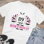 Men's PC Cotton 89th Birthday Printed T Shirt (Color: White, Thread Count: 180GSM)