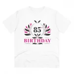 Men's PC Cotton 85th Birthday Printed T Shirt (Color: White, Thread Count: 180GSM)