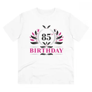 Men's PC Cotton 85th Birthday Printed T Shirt (Color: White, Thread Count: 180GSM)