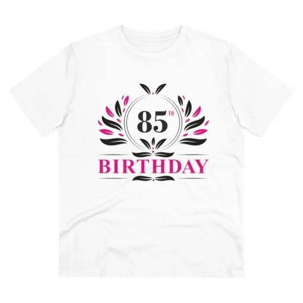 Men's PC Cotton 85th Birthday Printed T Shirt (Color: White, Thread Count: 180GSM)