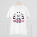 Men's PC Cotton 80th Birthday Printed T Shirt (Color: White, Thread Count: 180GSM)