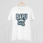 Men's PC Cotton Baapu Printed T Shirt (Color: White, Thread Count: 180GSM)