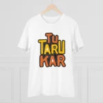Men's PC Cotton Tu Taru Kar Printed T Shirt (Color: White, Thread Count: 180GSM)