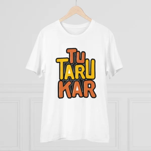 Men's PC Cotton Tu Taru Kar Printed T Shirt (Color: White, Thread Count: 180GSM)
