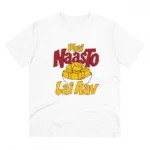 Men's PC Cotton Bhai Nasto Lai Aav Printed T Shirt (Color: White, Thread Count: 180GSM)