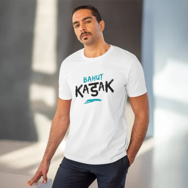 Men's PC Cotton Bahot Kadak Printed T Shirt (Color: White, Thread Count: 180GSM)