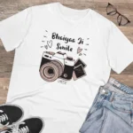 Men's PC Cotton Bhaiya Ji Smile Printed T Shirt (Color: White, Thread Count: 180GSM)