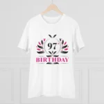 Men's PC Cotton 97th Birthday Printed T Shirt (Color: White, Thread Count: 180GSM)