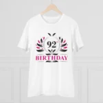 Men's PC Cotton 92nd Birthday Printed T Shirt (Color: White, Thread Count: 180GSM)