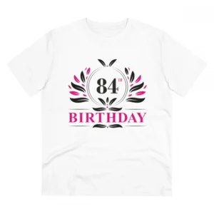Men's PC Cotton 84th Birthday Printed T Shirt (Color: White, Thread Count: 180GSM)