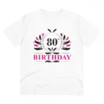 Men's PC Cotton 80th Birthday Printed T Shirt (Color: White, Thread Count: 180GSM)