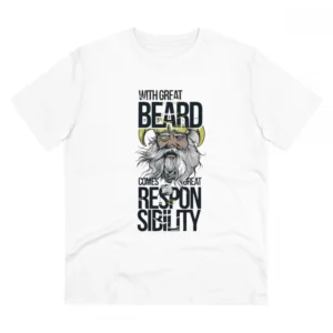 Men's PC Cotton With Great Beard Comes Printed T Shirt (Color: White, Thread Count: 180GSM)