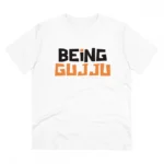 Men's PC Cotton Being Gujju Printed T Shirt (Color: White, Thread Count: 180GSM)