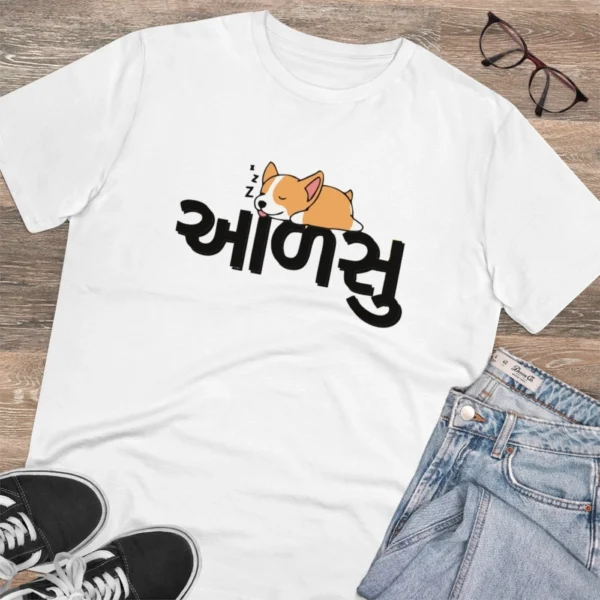 Men's PC Cotton Aadsu Printed T Shirt (Color: White, Thread Count: 180GSM)