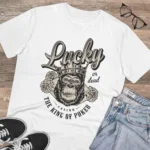 Men's PC Cotton Gorila Desing Printed T Shirt (Color: White, Thread Count: 180GSM)